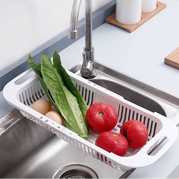 Escorredor De Pia Retrátil Com Alças Cesta Rack Ajustável Para Pratos Alimentos Frutas Legumes Verdura Multiuso Plástico em Oferta na Shopee