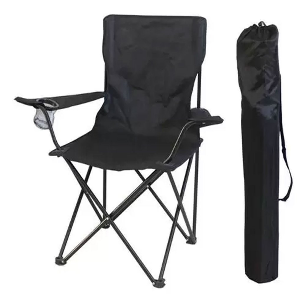 Cadeira Camping, Pesca, Praia Dobrável Apoio de Braço Porta Copo C/ Bolsa
