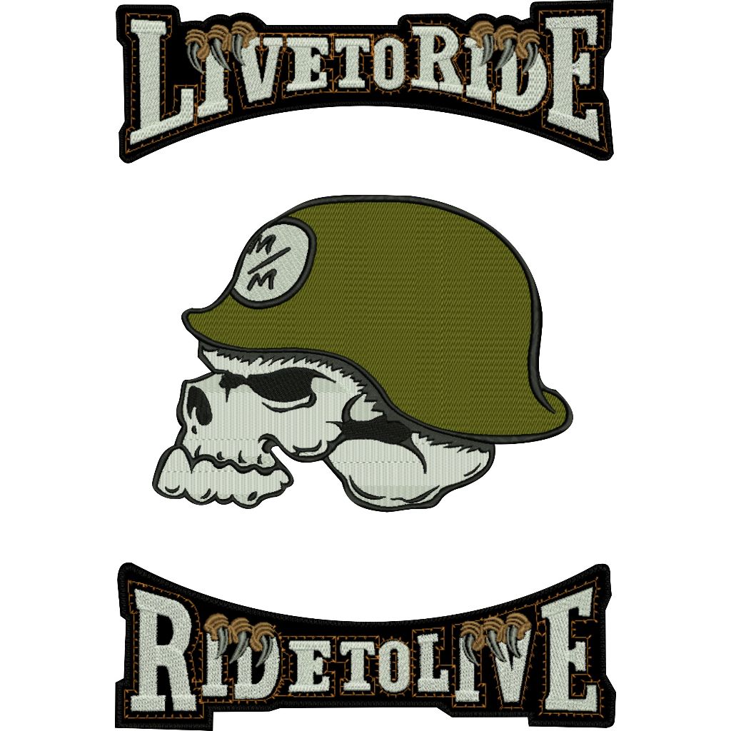 Kit Patch  Bordado Caveira MM , Patch Bordado Motociclista