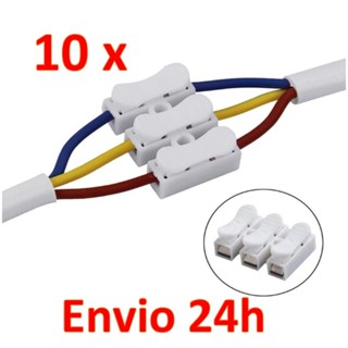 10 x Emenda Sem Solda TRIPLO branco Para Fios Conector Engate Rápido