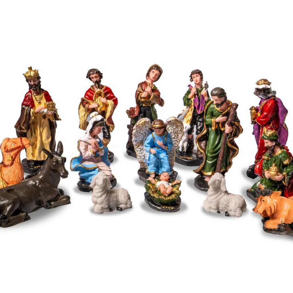 Presépio De Natal 15pcs Em Resina - Enfeites Natalinos Luzes - Presépios Natalinos, Decoração Natal