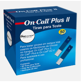TIRAS PARA MONITOR DE GLICEMIA ON CALL PLUS II COM 50 UNIDADES