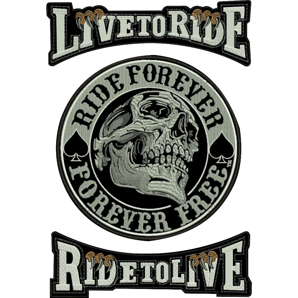 Kit Patch  Bordado Caveira Degradee , Patch Bordado Motociclista