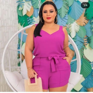 conjunto blusa regata e shorts social plus size confortável e fresco