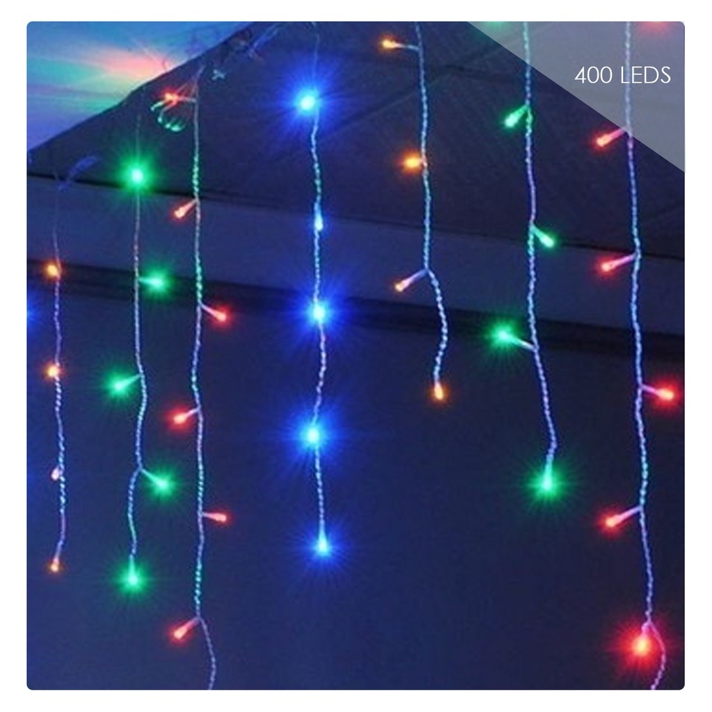 Cascata 400 Leds Pisca Pisca M/f 8 Funções 110v Colorida Fio Branco Iluminação Promocao — R$ 145,76 em Shopee
