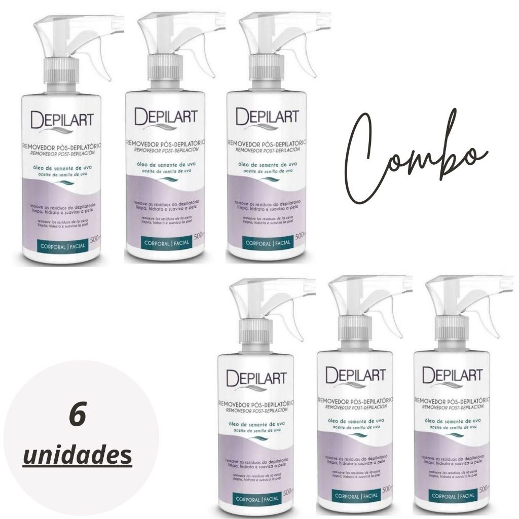 kit 6 unidades Pós Depilatório Removedor Cera Óleo de Semente de Uva