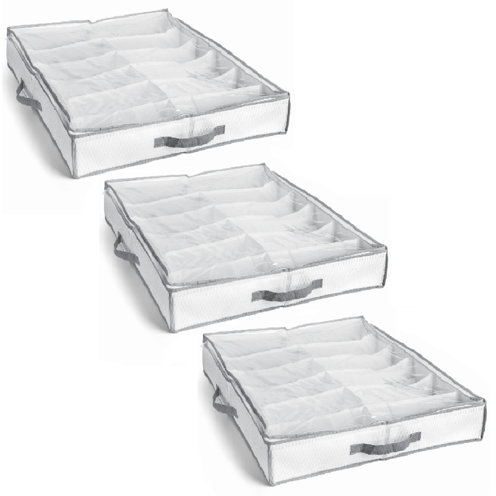 3 Organizador Sapatos Sapateira 12 Pares Chao em Baixo Cama