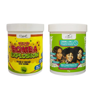 Máscara Bomba Capilar 1kg + Creme de Pentear Reconstrução 1kg Belkit em Oferta na Shopee