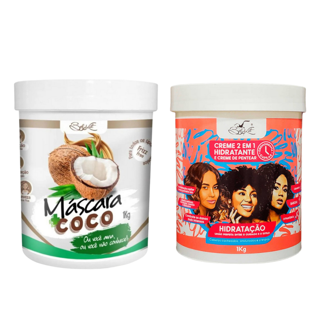 Máscara Mais Coco 1kg + Creme de Pentear Hidratação 1kg Belkit em Oferta na Shopee