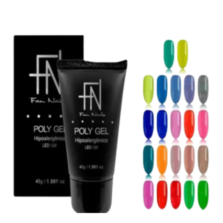 Polygel led uv Fan Nails Hipoalergênico Unhas 45g seca na cabine uv