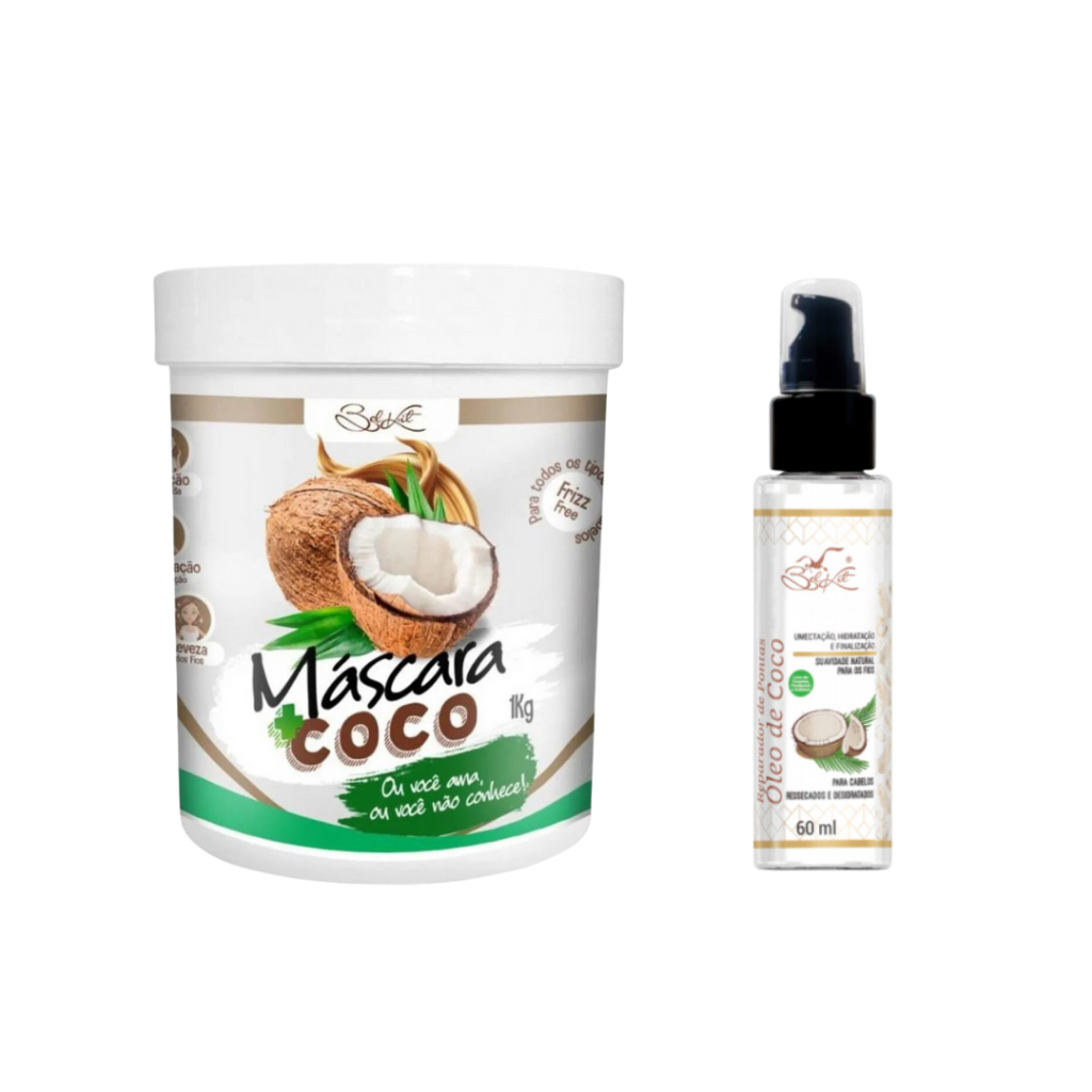 Máscara Mais Coco 1kg + Reparador de Óleo de Coco 60ml Belkit em Oferta na Shopee