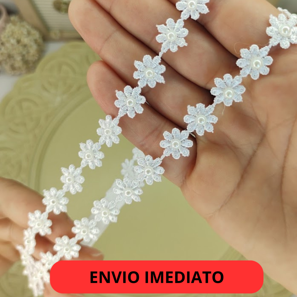 Faixinha de bebê de renda dupla luxo / Headband para batizado na renda com perolas