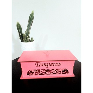 PORTA TEMPEROS NA COR ROSA