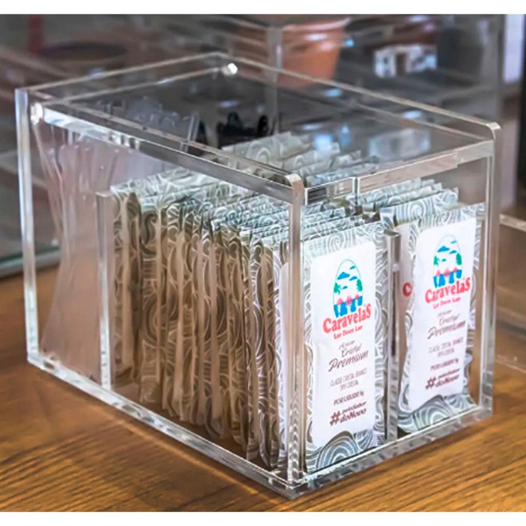 porta sache de açucar adoçante pazinha com articulada de acrilico buffet cantinho do café móvel em Oferta na Shopee