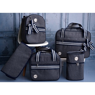 kit bolsa bebê luxo maternidade com porta mamadeira e trocador várias cores em Oferta na Shopee