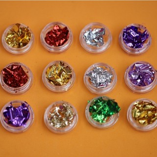 Kit 12 Folha De Ouro Para Decoração De Unhas Nail Art
