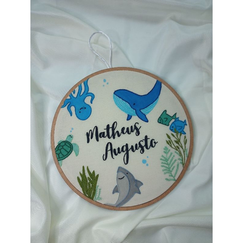 bastidor bordado porta maternidade personalizado animais tema safari/ dinossauro/ fundo do mar