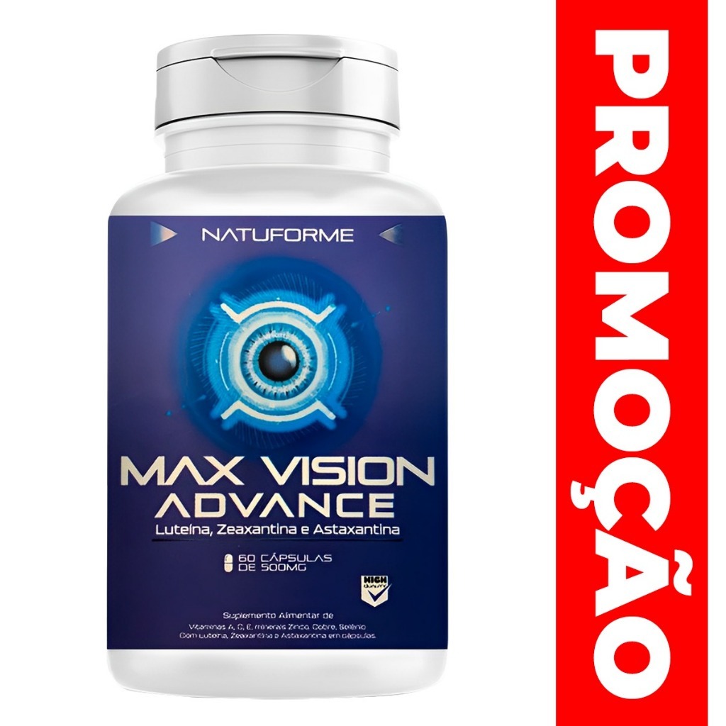 Max Vision Original Luteína Zeaxantina e Astaxantina Saúde da Visão 60 Cápulas