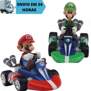 Combo Kit 2 Mario E Luigi Kart Puxar Para Trás Do Carro De Corrida Motorista Super Mario 15cm PVC Figura Brinquedos em Oferta na Shopee