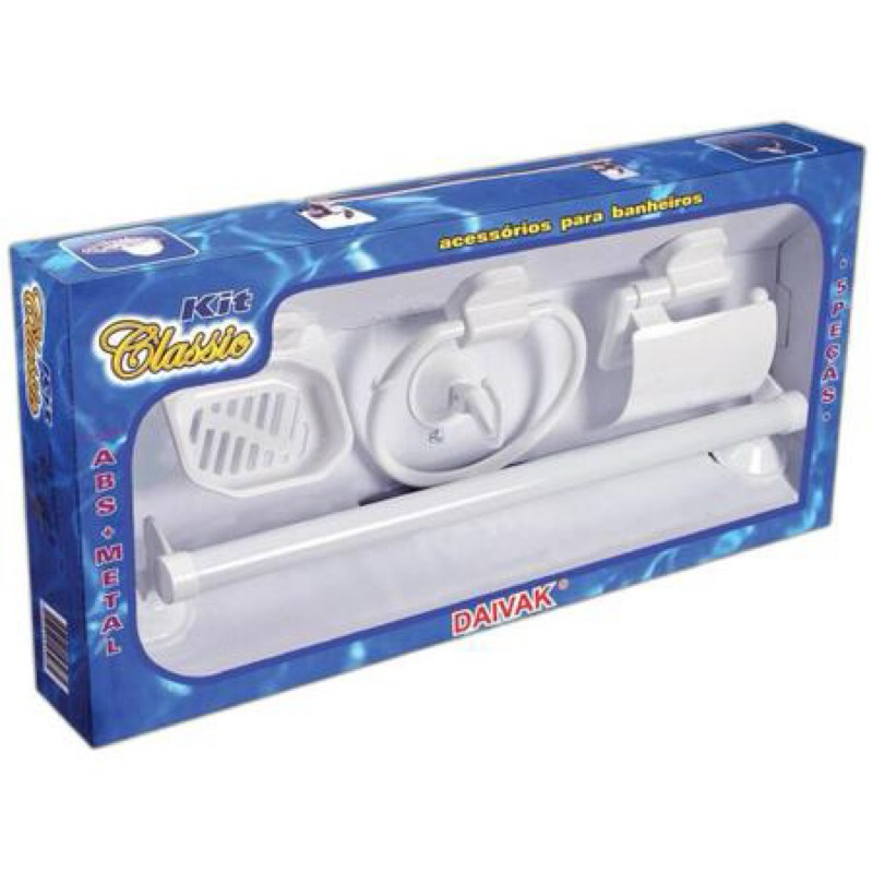 Jogo Acessorios Banheiro Daivak Pvc Branco C/5 Peças - Branco