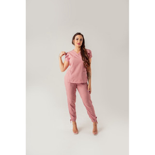 Scrub Bata Manga Tulipa + Calça - Liso | COAT LAB Fardamentos