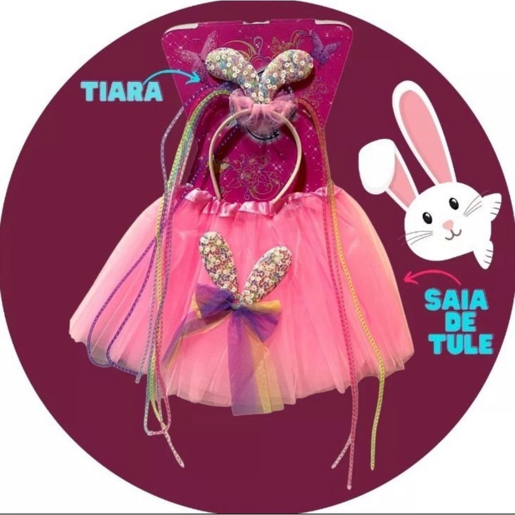 Kit saia coelha com tiara