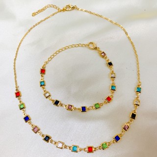 Kit Colar+Pulseira de simples de delicado choker banhado a ouro 18K