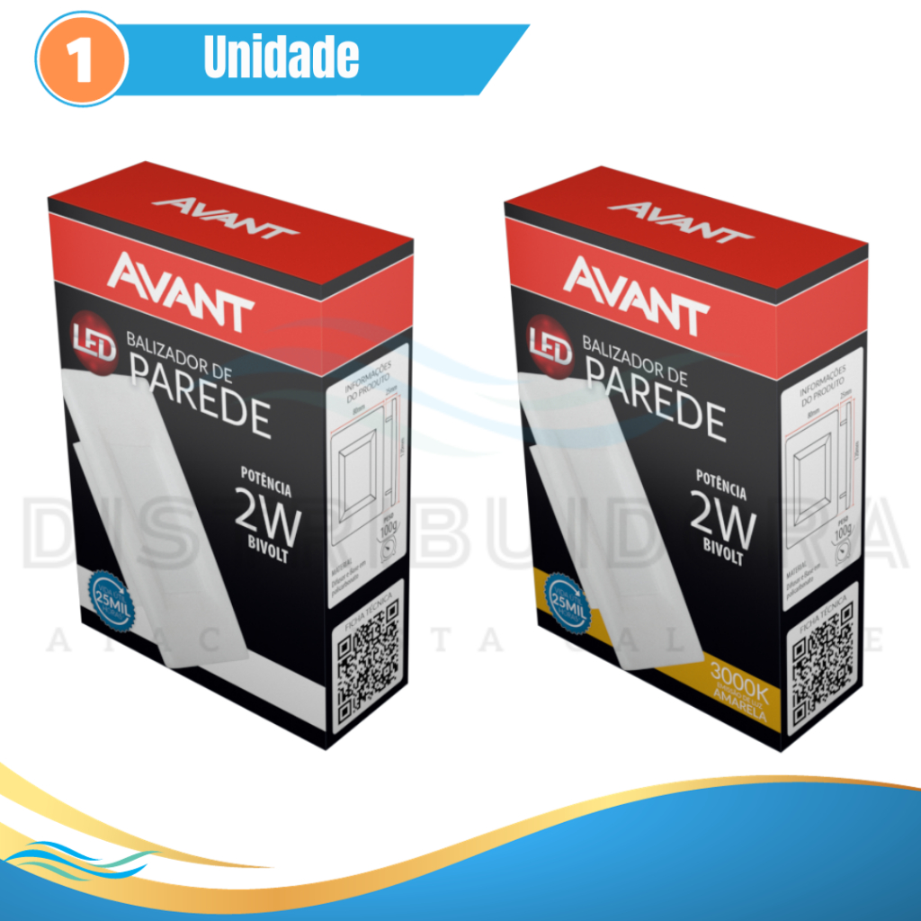 Balizador de Parede Led 4x2 2w 3000k Amarelo e 6500k Branco Frio Avant Distribuidora Galante