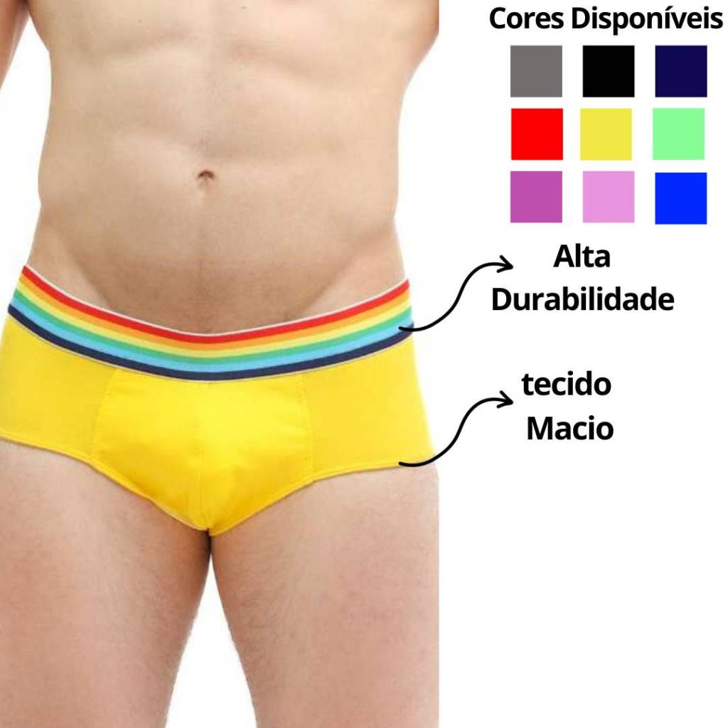 Cueca slip arco iris respirável confortável alta durabilidade em Oferta na Shopee