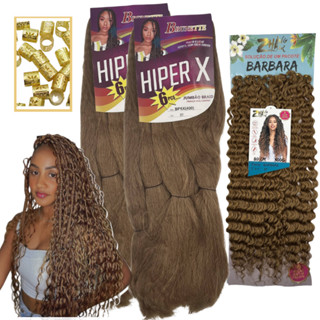 Kit Gypsy 2 Jumbo + 1 Cacho Orgânico Barbara Box Braids + anéis