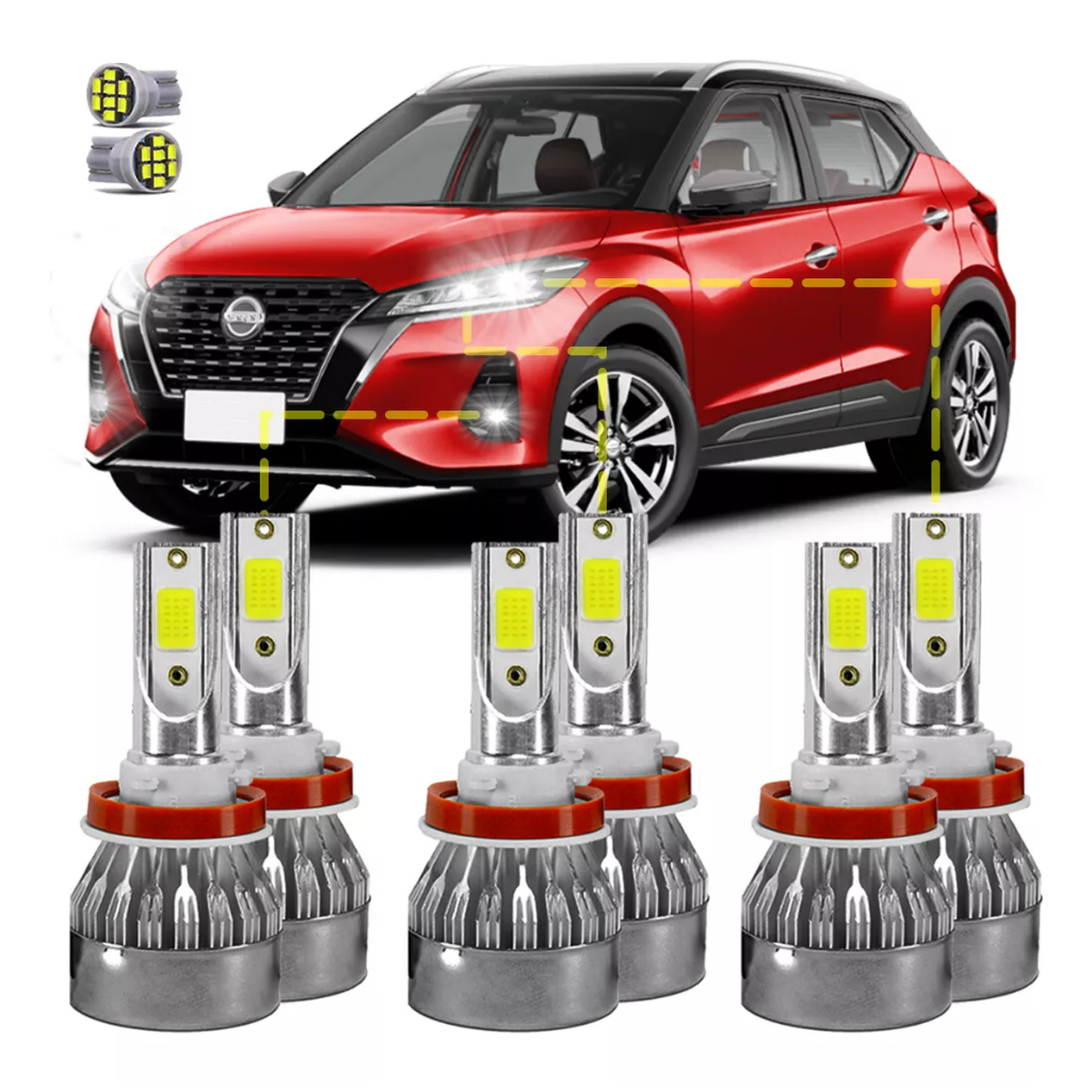Kit Ultra Led Nissan Kicks 2016/2022 20000 Lúmens 6500k