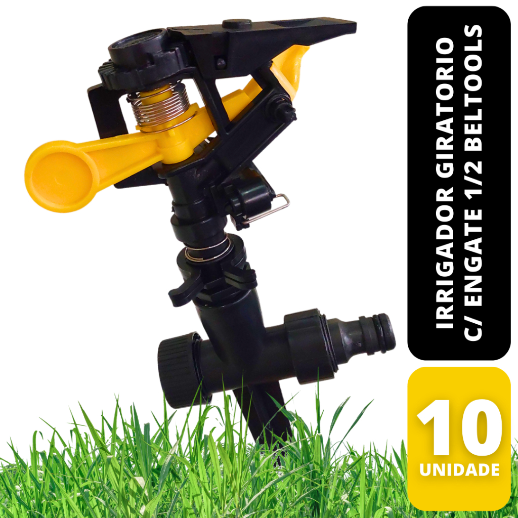 10 Unidades Irrigador Setorial C/ Engate Rápido 1/2 Beltools - Setorial tipo Espeto Jardim Horta - Irrigador Aspersor Setorial - Aspersor Impulso Setorial Espiga - Setorial Espiga 1/2 3 Ângulos
