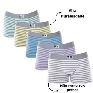 kit 5 Cuecas Box Boxer Adulto Masculina Listras Confortável não enrola nas pernas em Oferta na Shopee