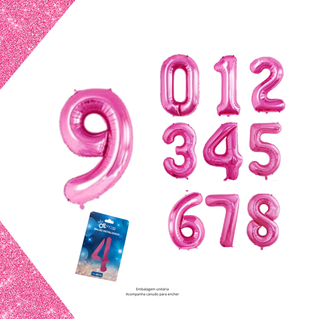 Balão Metalizado Número 16pol 40cm - Rosa - Top em Oferta na Shopee