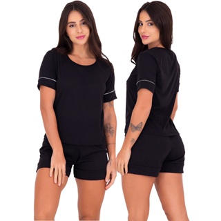 Pijama Feminino Estilo Manga Curta Suede em Oferta na Shopee