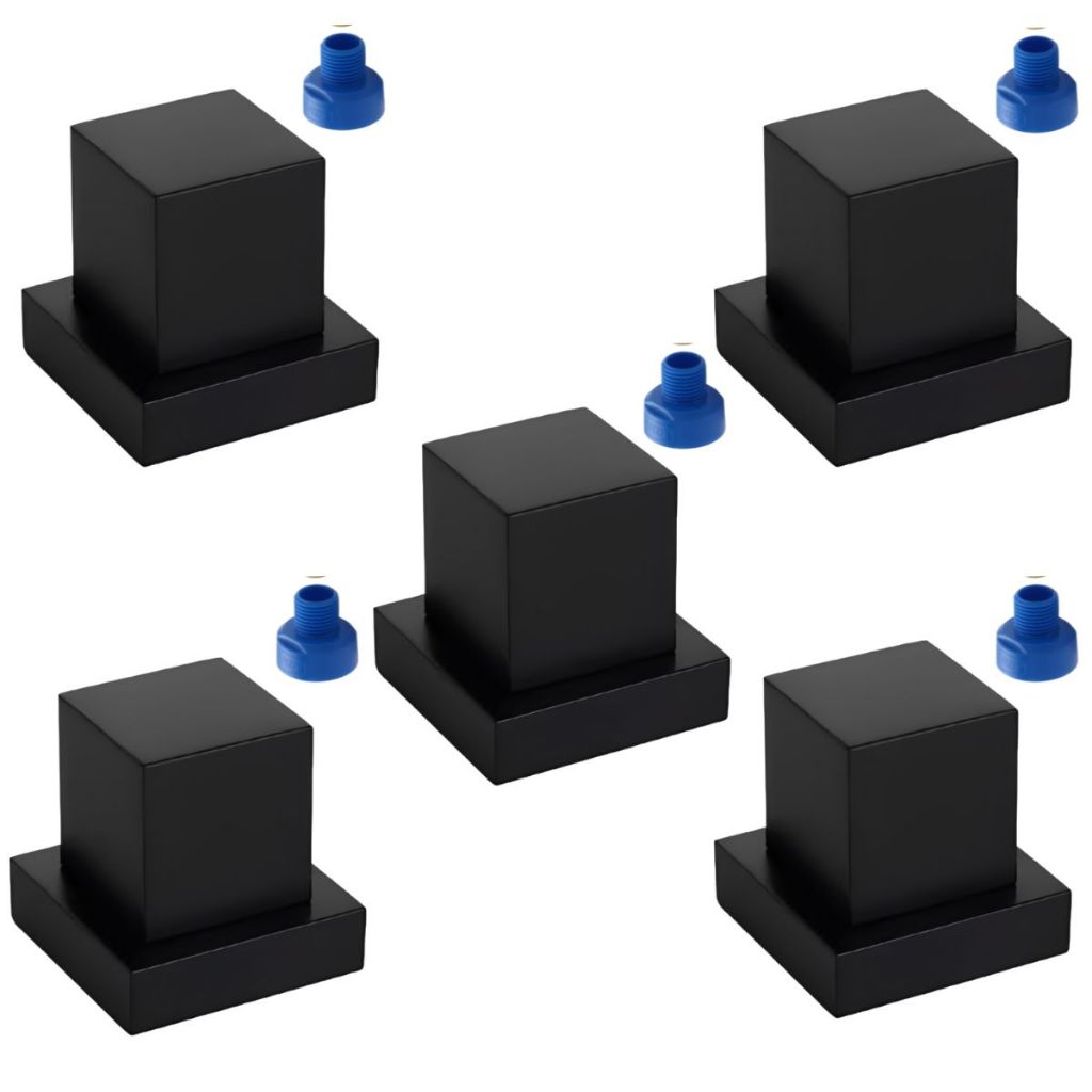 Kit 5 Acabamentos Para Registro Padrão Docol 20 Estrias 1/2 3/4 100% Metal Preto
