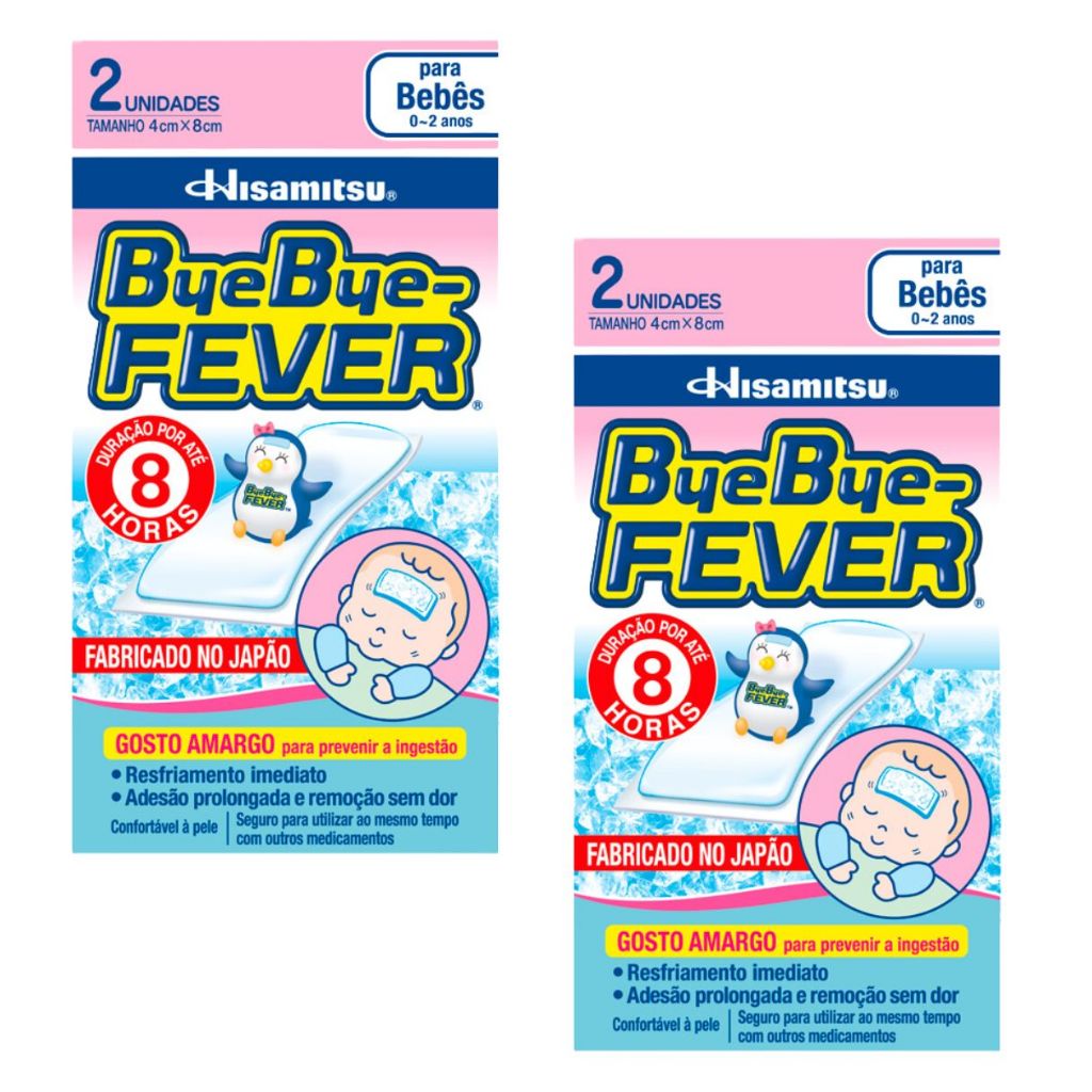 Kit 2 unidades Adesivo para Alívio da Febre Bye Bye Fever Bebês 0 a 2 anos 2 pacotes cada