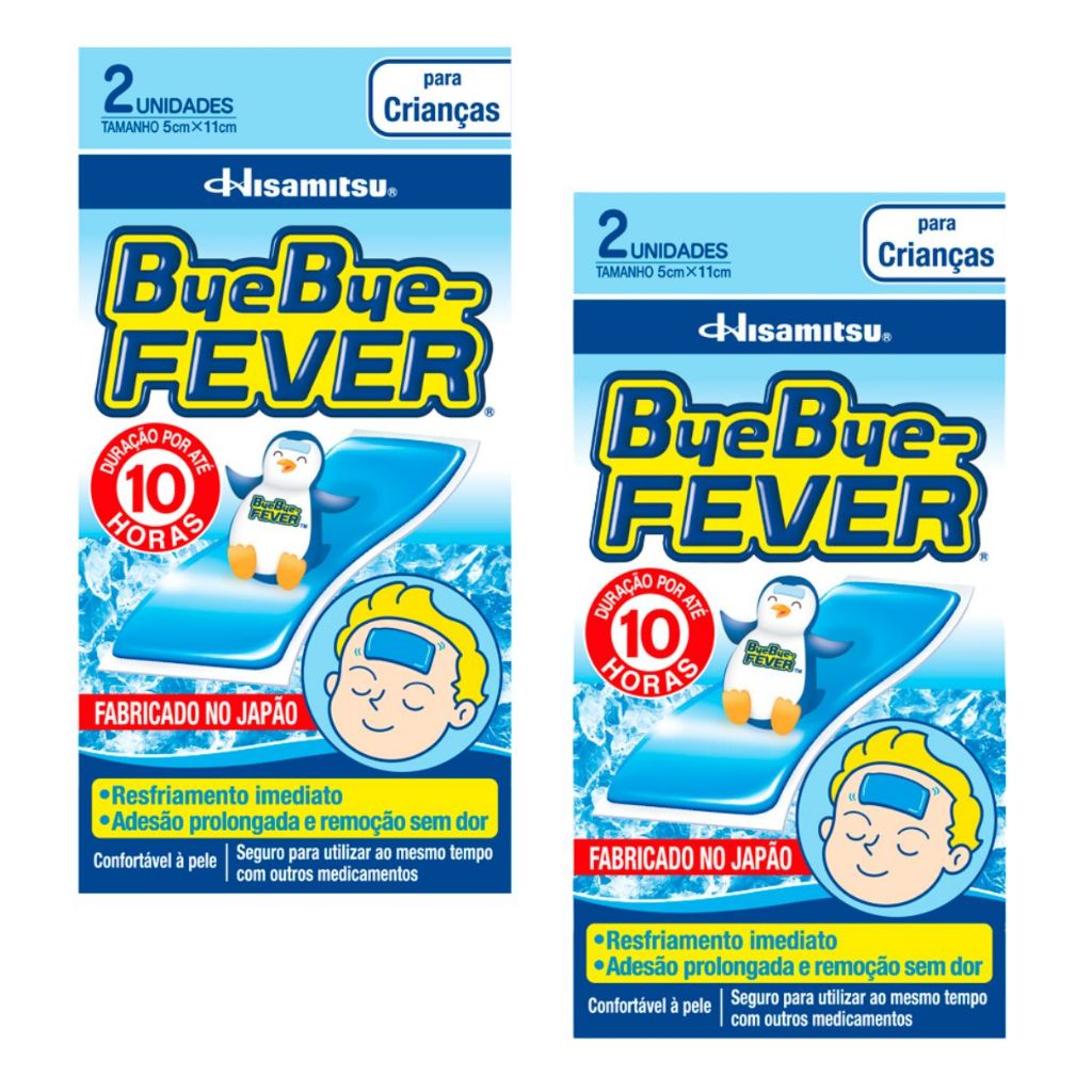 Kit 2 unidades Adesivo para Alívio da Febre Bye Bye Fever Criança 2 pacotes cada
