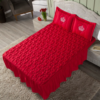Colcha Bordada Casal Padrão 3 Peças Realeza Babado Envio Já em Oferta na Shopee