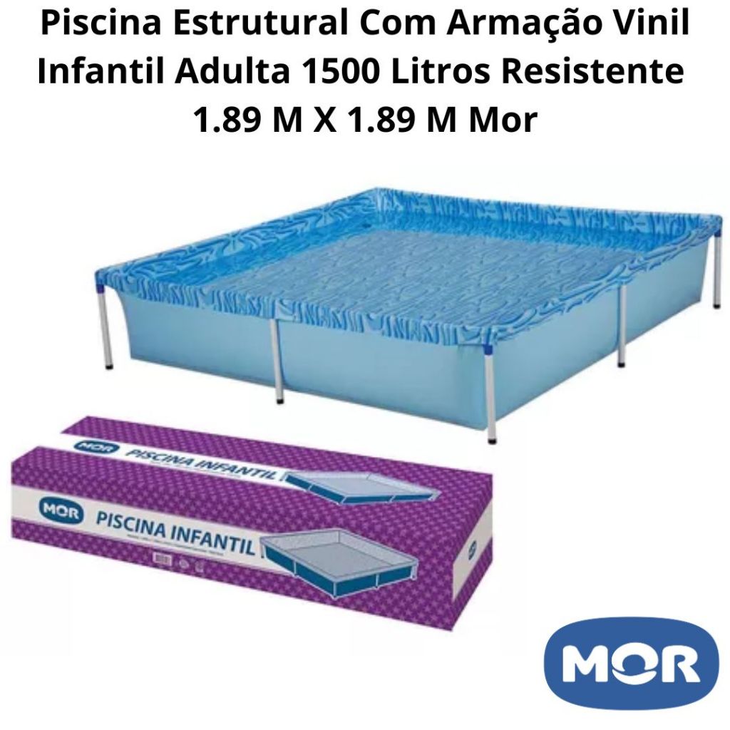 Piscina Estrutural Com Armação Vinil Infantil Adulta 1500 Litros Resistente  1.89 M X 1.89 M Mor