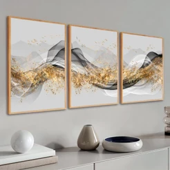 Quadro Decorativo Grande Para Sala Com Moldura 40x60 Abstrato Luxo Moderno