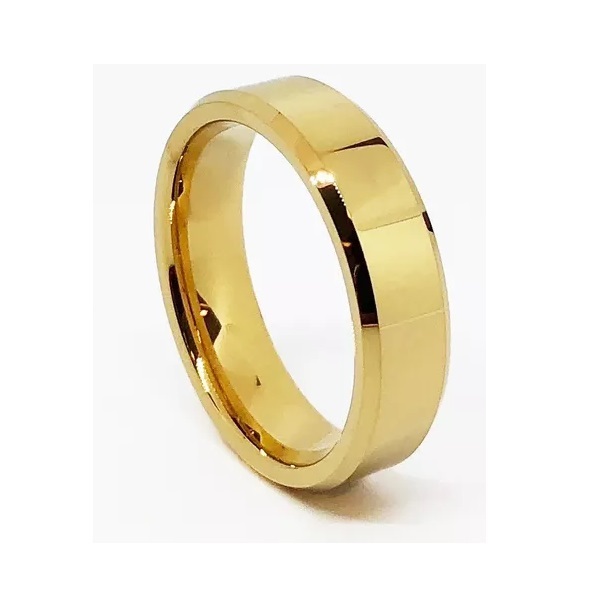 Aliança Ouro - Chanfrada Tungstênio (unidade) 6mm