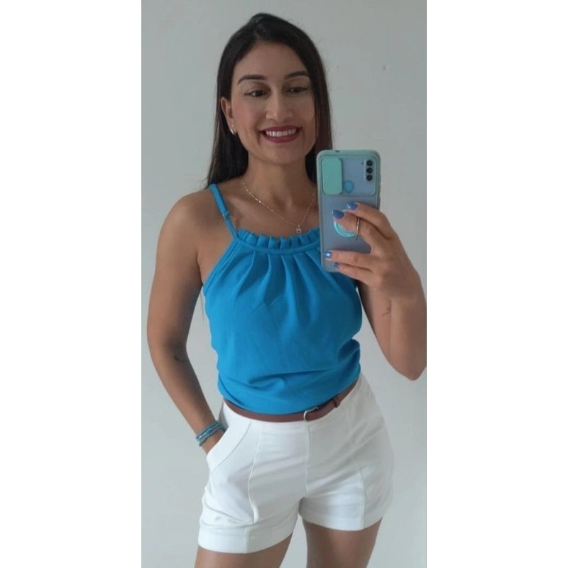 Blusa Feminina Regata Alça Regulável Blusinha Alcinha Regatinha Básica