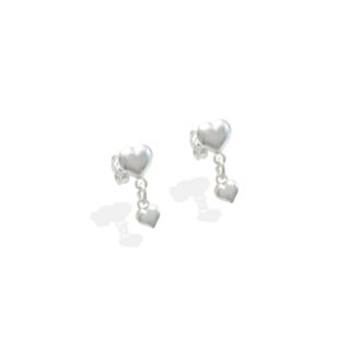 Brinco Feminino de Prata 925 Coração com Pendente