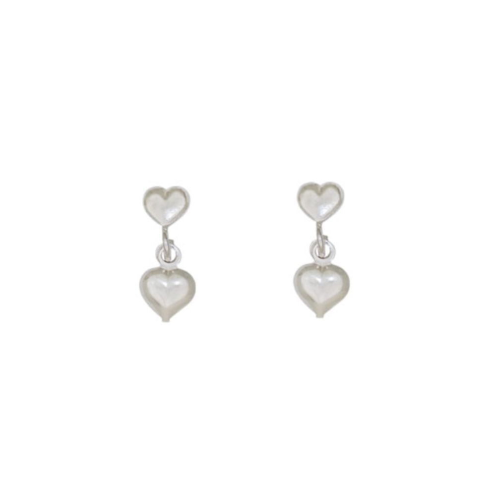Brinco Feminino de Prata 925 Dois Corações mini - Fashion Accessories