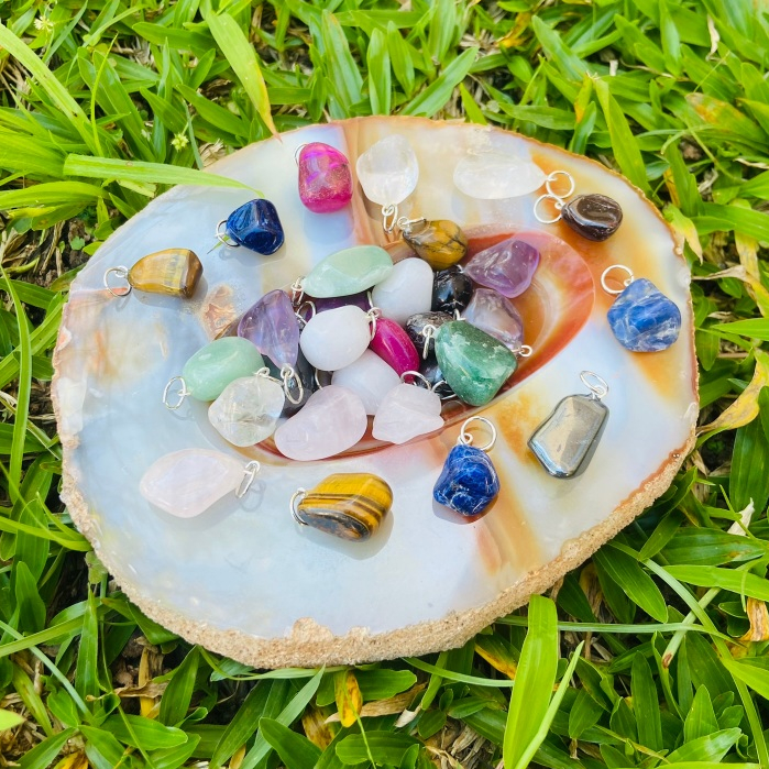 Pingente Pedra Natural Rolada Cristal Quartzo Olho de Tigre Ametista Avulso