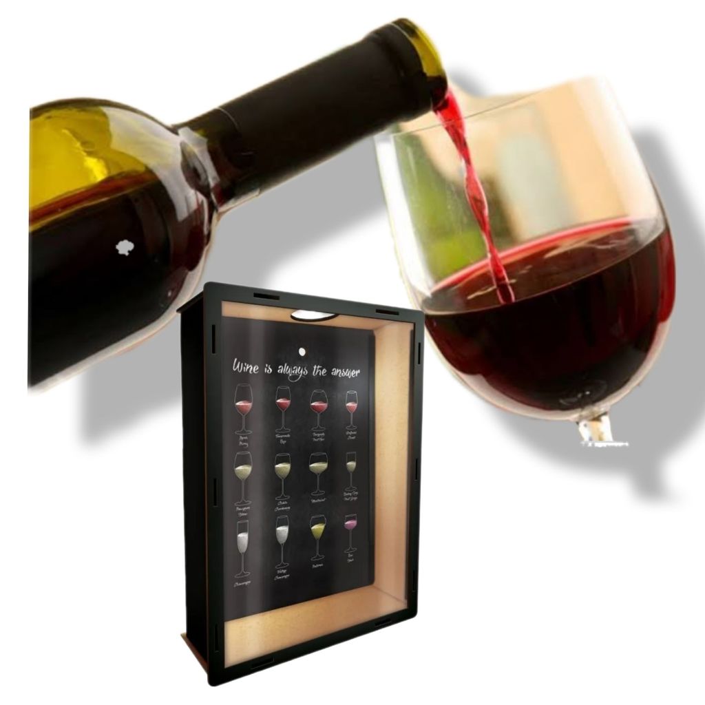 Quadro Porta Rolha/tampinha Vinhos Cerveja Preto De Parede