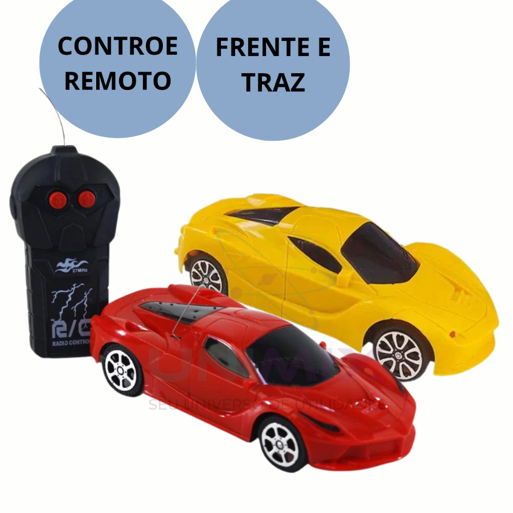 Carrinho de Controle Remoto Brinquedo Vermelho Amarelo Esportivo Carro de Corrida