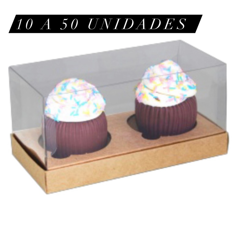 KIT CAIXAS PARA 2 CUPCAKE KRAFT TAMPA EM ACETATO Id1662 - Stationery