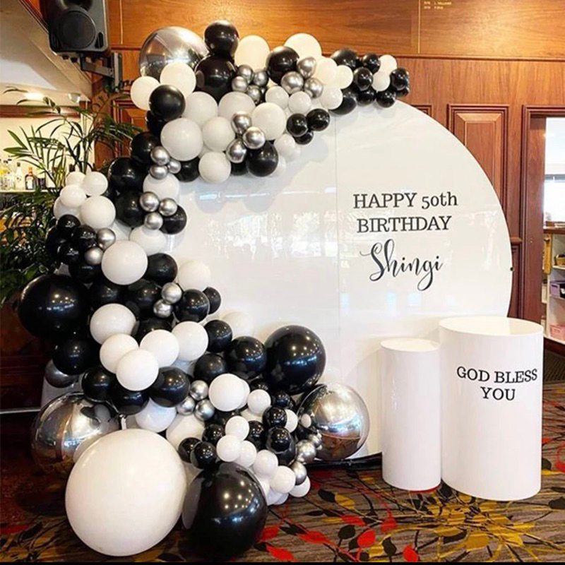 KIT 125 BALÃO 50 Preto 7’ 50 Branco 8’ 25 Prata Cromado 5’ em Oferta na Shopee